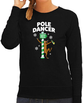 Bellatio Decorations Foute humor Kersttrui paaldanser rendier sweater zwart voor dames 2XL - kerst truien