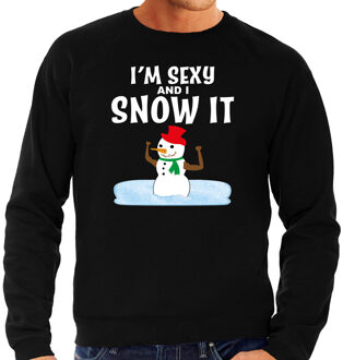 Bellatio Decorations Foute humor Kersttrui sexy sneeuwpop Kerst sweater zwart - heren 2XL - kerst truien