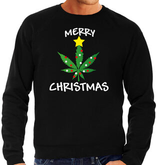 Bellatio Decorations Foute humor Kersttrui wiet Kerst sweater zwart voor heren 2XL - kerst truien