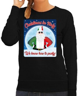 Bellatio Decorations Foute Italie kersttrui Christmas in Italy zwart voor dames