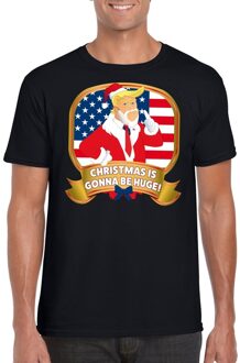 Bellatio Decorations Foute Kerst Donald Trump t-shirt - Christmas is gonna be huge - zwart - voor heren