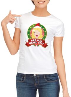 Bellatio Decorations Foute Kerst shirt voor dames - Are You Naked Yet - wit L