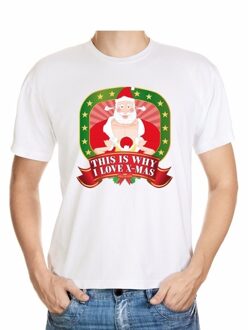 Bellatio Decorations Foute kerst shirt wit - player Kerstman - this is why I love x-mas - voor heren 2XL