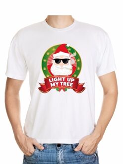 Bellatio Decorations Foute kerst shirt wit - stoned Kerstman - light up my tree / joint - voor heren 2XL