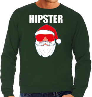 Bellatio Decorations Foute Kerst sweater / Kerst outfit Hipster Santa groen voor heren