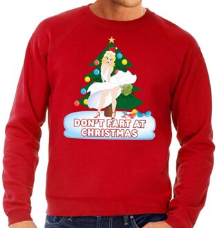 Bellatio Decorations Foute kerst sweater rood Dont Fart at Christmas voor heren 2XL (56) - kerst truien