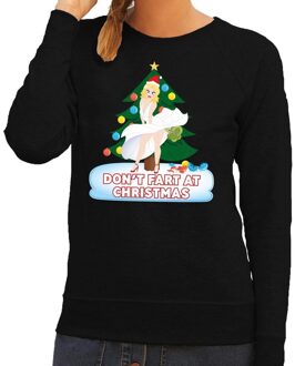 Bellatio Decorations Foute kerst sweater zwart Dont Fart at Christmas voor dames 2XL (44) - kerst truien