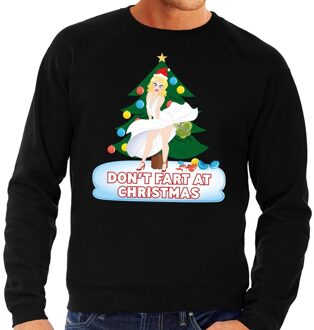 Bellatio Decorations Foute kerst sweater zwart Dont Fart at Christmas voor heren 2XL (56) - kerst truien