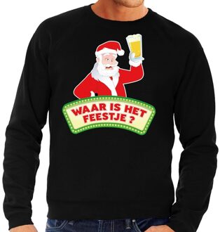 Bellatio Decorations Foute kerst sweater zwart dronken Kerstman met bier heren XL (54) - kerst truien