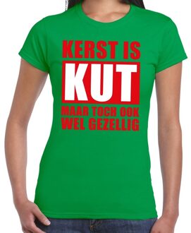 Bellatio Decorations Foute Kerst t-shirt Kerst is kut maar toch ook wel gezellig groen voor dames 2XL