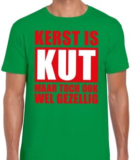 Bellatio Decorations Foute Kerst t-shirt Kerst is kut maar toch ook wel gezellig groen voor heren 2XL