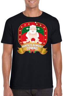 Bellatio Decorations Foute Kerst t-shirt Santa is almost coming voor heren - Kerst shirts 2XL