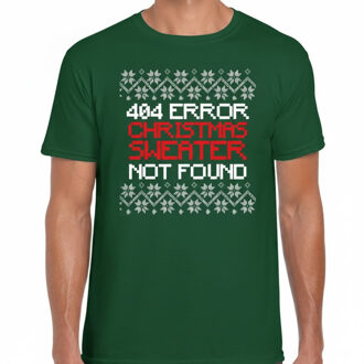 Bellatio Decorations Foute Kerst t-shirt voor heren - 404 error - groen - Christmas sweater NOT found L