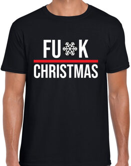 Bellatio Decorations Foute Kerst T-shirt voor heren - Fu k Christmas - zwart - Kerstfeest M