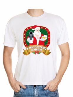 Bellatio Decorations Foute Kerst t-shirt wit X-mas is fucking expensive voor heren