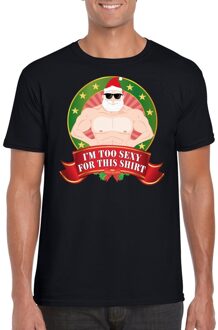 Bellatio Decorations Foute Kerst t-shirt zwart Im too sexy for this shirt heren - Kerst shirts 2XL