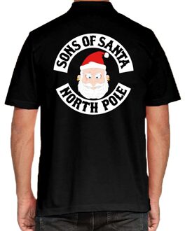 Bellatio Decorations Foute kerst trui poloshirt - Sons of Santa North Pole - voor heren - zwart - kerstkleding