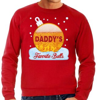 Bellatio Decorations Foute kerstborrel sweater / kersttrui Daddy his favorite balls met bier print rood voor heren 2XL (56) - kerst truien