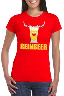 Bellatio Decorations Foute kerstborrel t-shirt rood Reinbeer dames 2XL - kerst t-shirts