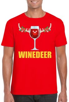 Bellatio Decorations Foute kerstborrel t-shirt rood Winedeer heren 2XL - kerst t-shirts