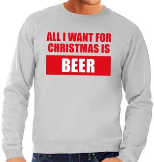 Bellatio Decorations Foute kerstborrel trui grijs All I Want Is Beer heren 2XL (56) - kerst truien