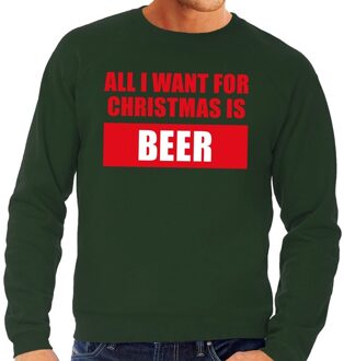 Bellatio Decorations Foute kerstborrel trui groen All I Want Is Beer heren 2XL (56) - kerst truien