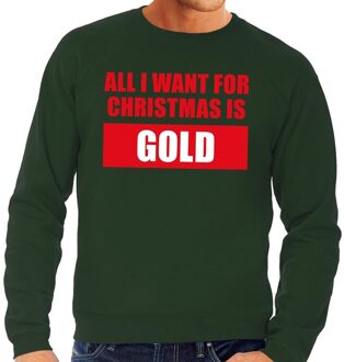 Bellatio Decorations Foute kerstborrel trui groen All I Want Is Gold heren 2XL (56) - kerst truien