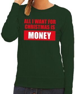 Bellatio Decorations Foute kerstborrel trui groen All I Want Is Money dames 2XL (44) - kerst truien