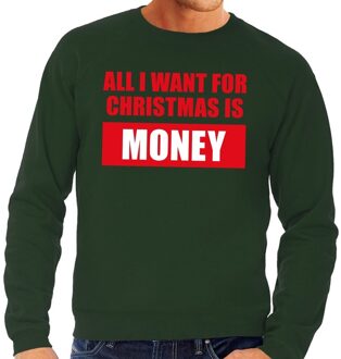 Bellatio Decorations Foute kerstborrel trui groen All I Want Is Money heren 2XL (56) - kerst truien Rood