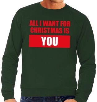 Bellatio Decorations Foute kerstborrel trui groen All I Want Is You heren 2XL (56) - kerst truien