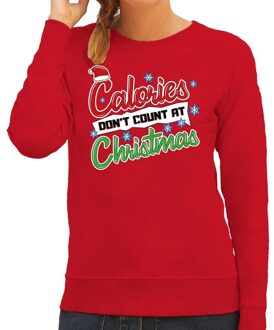 Bellatio Decorations Foute kerstborrel trui / kersttrui Calories don't count at christmas rood voor dames 2XL (44) - kerst truien