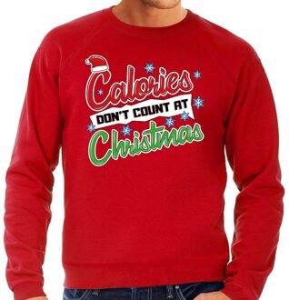 Bellatio Decorations Foute kerstborrel trui / kersttrui Calories don't count at christmas rood voor heren 2XL (56) - kerst truien