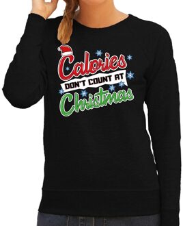 Bellatio Decorations Foute kerstborrel trui / kersttrui Calories don't count at christmas zwart voor dames 2XL (44) - kerst truien