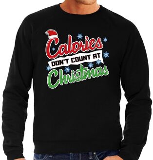 Bellatio Decorations Foute kerstborrel trui / kersttrui Calories don't count at christmas zwart voor heren 2XL (56) - kerst truien