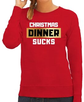 Bellatio Decorations Foute kerstborrel trui / kersttrui Christmas dinner sucks rood voor dames 2XL (44) - kerst truien