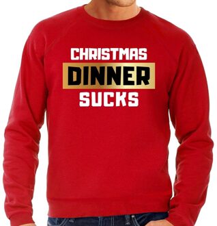 Bellatio Decorations Foute kerstborrel trui / kersttrui Christmas dinner sucks rood voor heren 2XL (56) - kerst truien