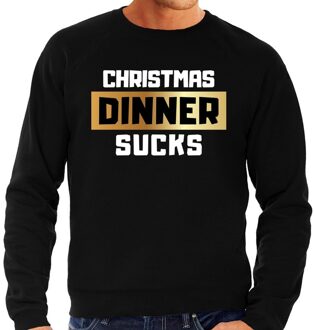 Bellatio Decorations Foute kerstborrel trui / kersttrui Christmas dinner sucks zwart voor heren 2XL (56) - kerst truien