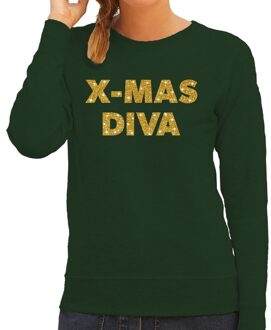 Bellatio Decorations Foute kerstborrel trui / kersttrui Christmas Diva goud / groen dames 2XL (44) - kerst truien