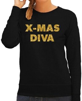 Bellatio Decorations Foute kerstborrel trui / kersttrui Christmas Diva goud / zwart dames 2XL (44) - kerst truien