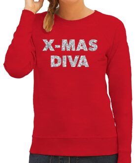 Bellatio Decorations Foute kerstborrel trui / kersttrui Christmas Diva zilver / rood dames 2XL (44) - kerst truien