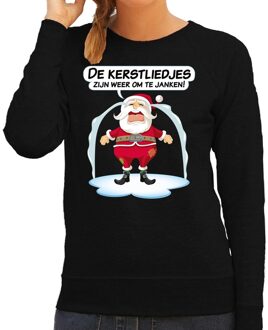 Bellatio Decorations Foute kerstborrel trui / kersttrui de kerstliedjes zijn om te janken voor dames S (36) - kerst truien Zwart