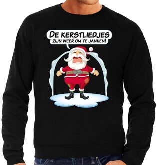 Bellatio Decorations Foute kerstborrel trui / kersttrui de kerstliedjes zijn om te janken voor heren 2XL (56) - kerst truien Zwart