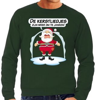 Bellatio Decorations Foute kerstborrel trui / kersttrui de kerstliedjes zijn om te janken voor heren S (48) - kerst truien Groen