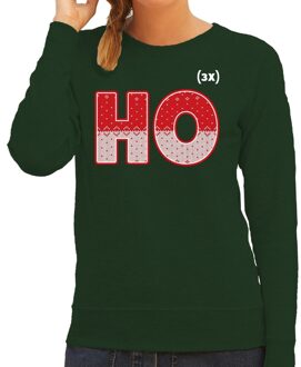 Bellatio Decorations Foute kerstborrel trui / kersttrui Ho Ho Ho groen voor dames 2XL (44) - kerst truien