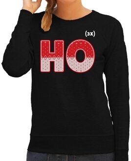 Bellatio Decorations Foute kerstborrel trui / kersttrui Ho Ho Ho zwart voor dames 2XL (44) - kerst truien