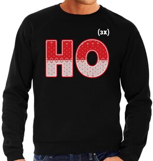 Bellatio Decorations Foute kerstborrel trui / kersttrui Ho Ho Ho zwart voor heren 2XL (56) - kerst truien