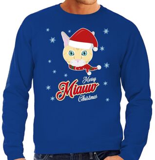 Bellatio Decorations Foute kerstborrel trui / kersttrui I hate Christmas songs / haat kerstmuziek blauw voor heren 2XL (56) - kerst truien