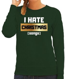 Bellatio Decorations Foute kerstborrel trui / kersttrui I hate Christmas songs / haat kerstmuziek groen voor dames 2XL (44) - kerst truien