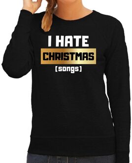Bellatio Decorations Foute kerstborrel trui / kersttrui I hate Christmas songs / haat kerstmuziek zwart voor dames XL (42) - kerst truien