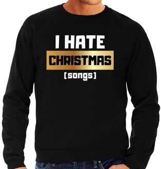 Bellatio Decorations Foute kerstborrel trui / kersttrui I hate Christmas songs / haat kerstmuziek zwart voor heren 2XL (56) - kerst truien